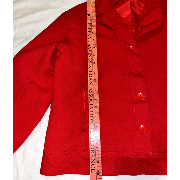 Vintage Herman Geist Linen Cropped Button Up Blazer Jacket Petites Sz 10 Lined - Picture 4 of 5